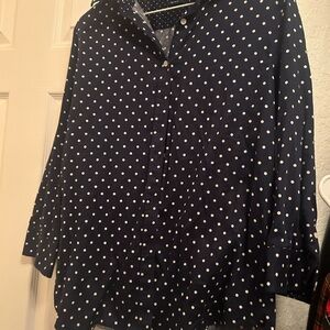 Chaps iron free Dark Blue Polka Dot Shirt